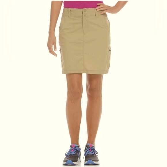 L.L..Bean Casualkhaki Tan Skirt Women’s Plus size 14 Hiking Athletic Mini - Picture 1 of 7